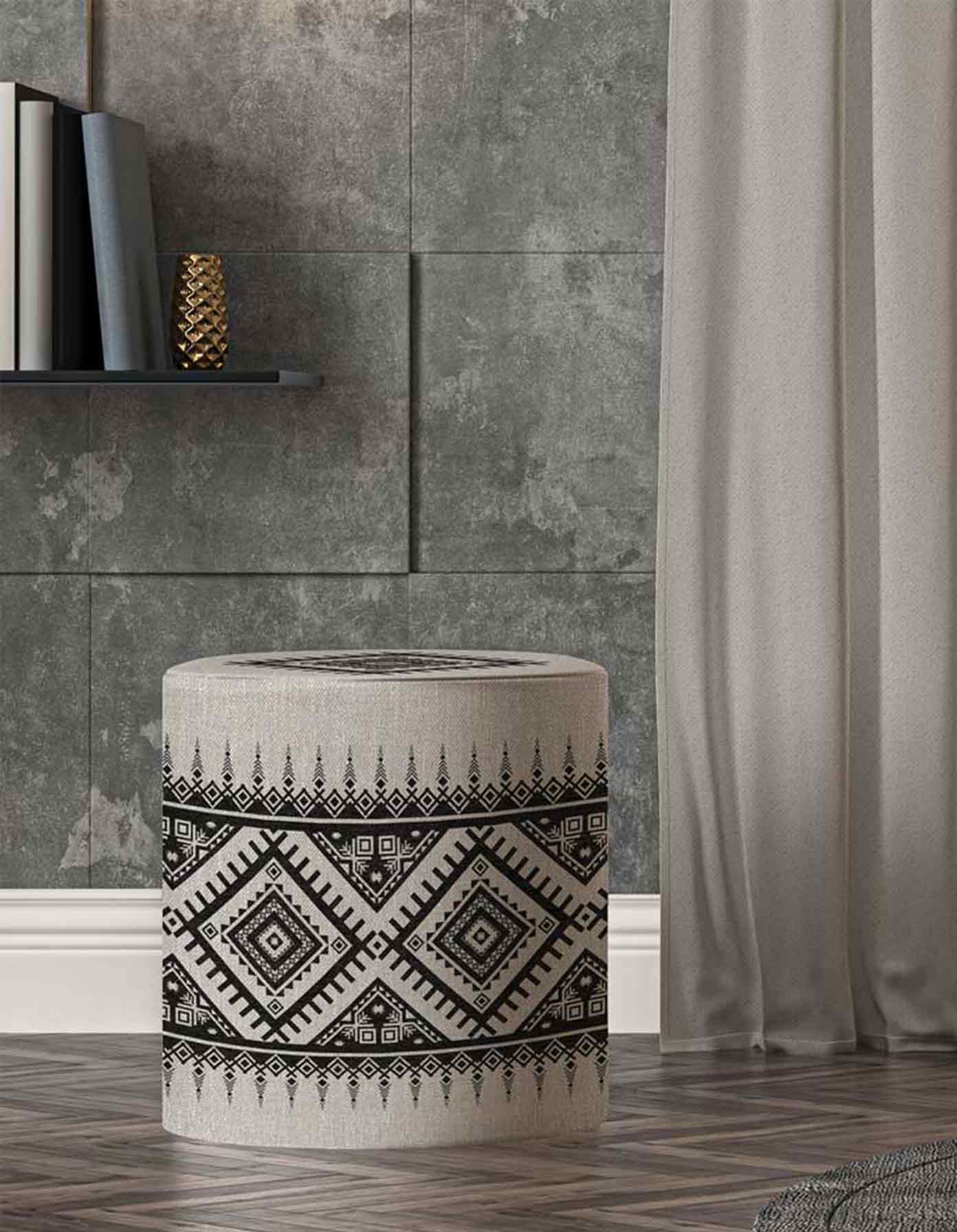 POUF-SH-139_ Modern Design Round Fabric Buff - Model 139