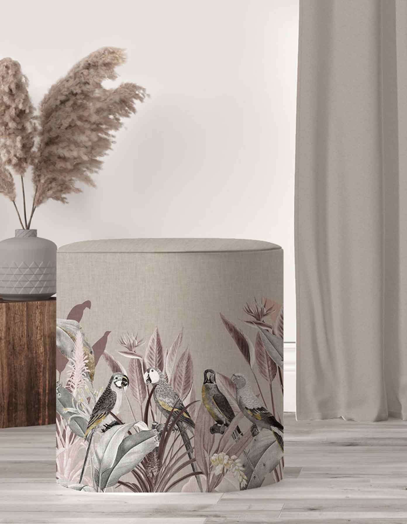POUF-SH-155_ Modern Design Round Fabric Buff - Model 155