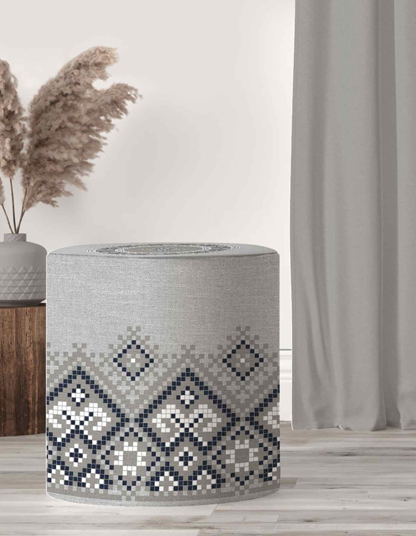 POUF-SH-176_ Modern Design Round Fabric Buff - Model 176