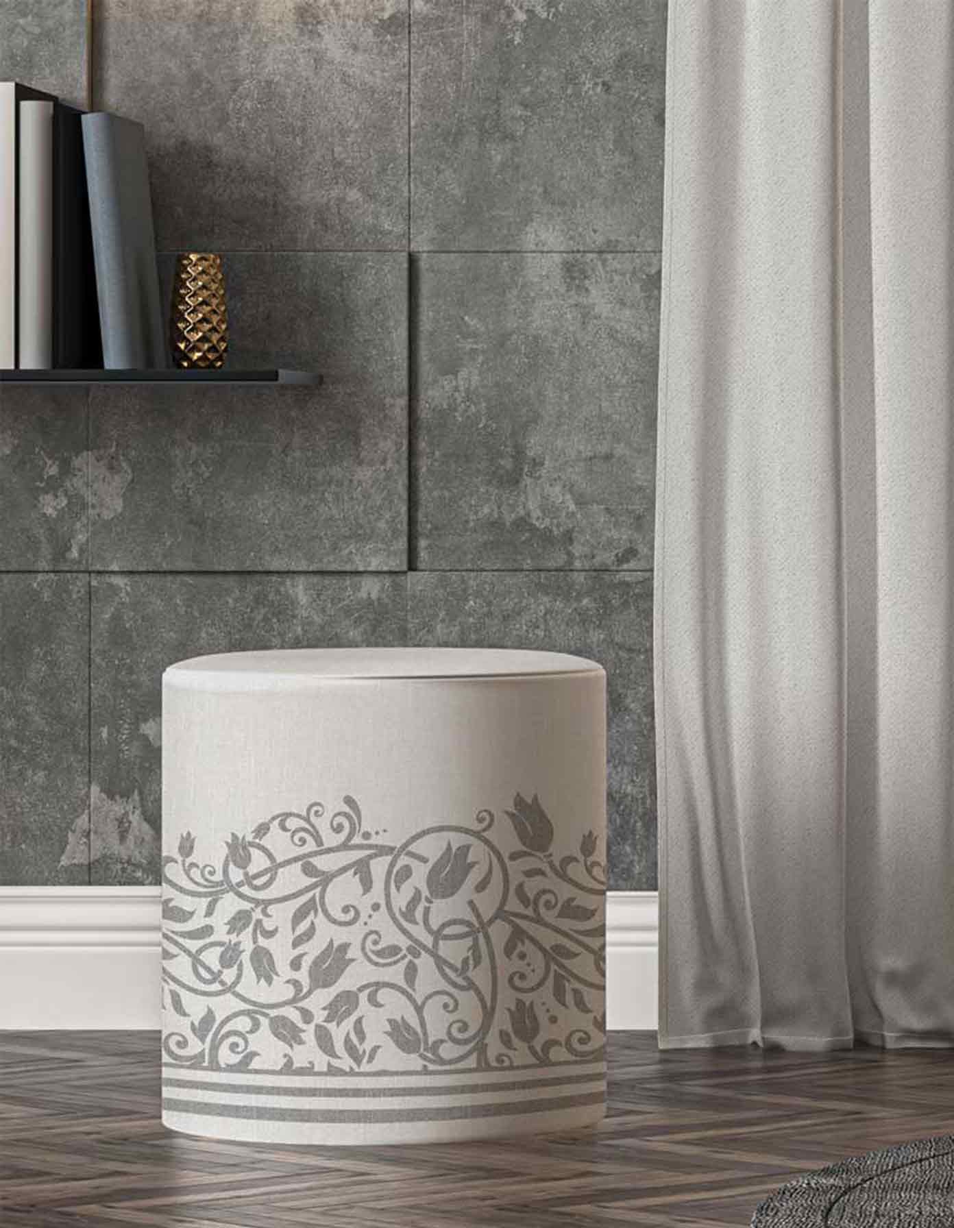 POUF-SH-232_ Modern Design Round Fabric Buff - Model 232