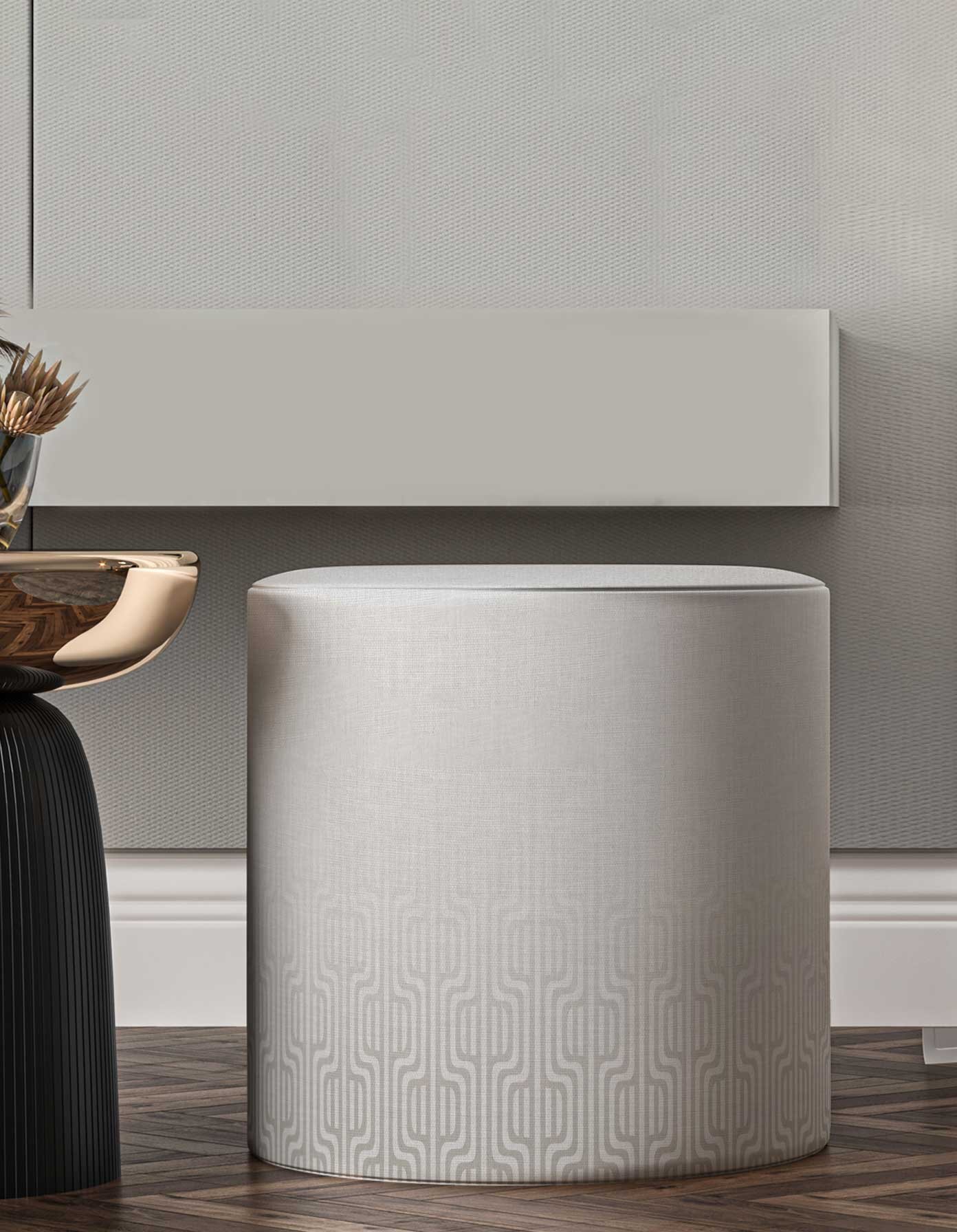POUF-SH-287_ Modern Design Round Fabric Buff - Model 287