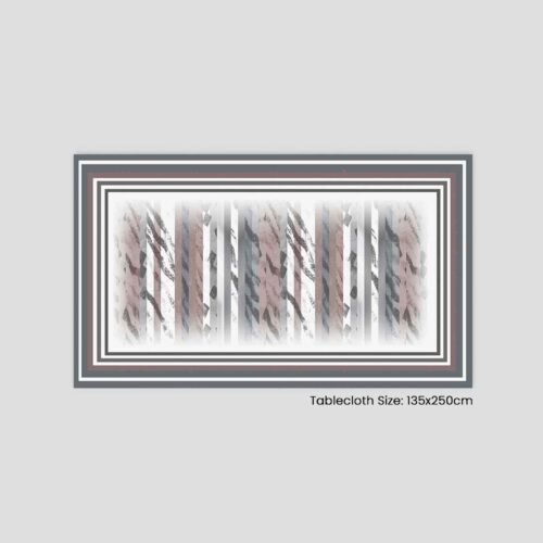مفرش طاولة بتصميم مخطط بألوان دافئة وحجم 135x250 سم