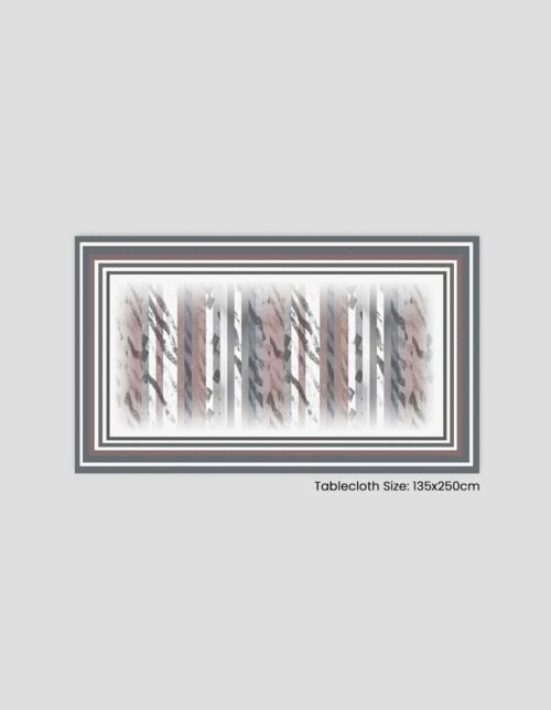 مفرش طاولة بتصميم مخطط بألوان دافئة وحجم 135x250 سم
