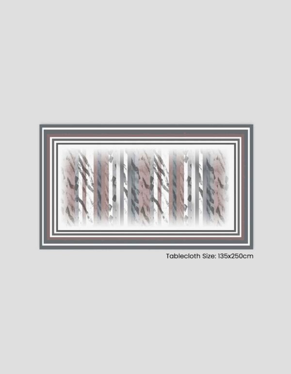 50900141070075-2 مفرش طاولة بتصميم مخطط بألوان دافئة وحجم 135x250 سم