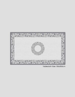 Tablecloth decorated with botanical patterns, measuring 135x250 cm