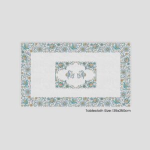 مفرش طاولة مزخرف بألوان زاهية، بحجم 135x250 سم
