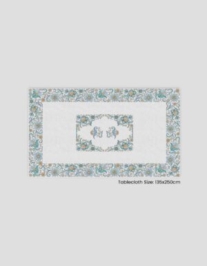 مفرش طاولة مزخرف بألوان زاهية، بحجم 135x250 سم