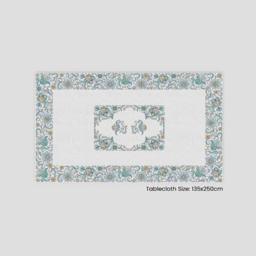 مفرش طاولة مزخرف بألوان زاهية، بحجم 135x250 سم
