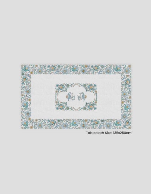 مفرش طاولة مزخرف بألوان زاهية، بحجم 135x250 سم