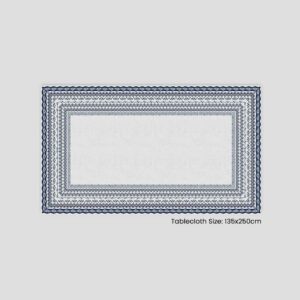 حجم المفرش: 135x250 سم، مع تصميم مزخرف بألوان زرقاء