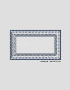 حجم المفرش: 135x250 سم، مع تصميم مزخرف بألوان زرقاء