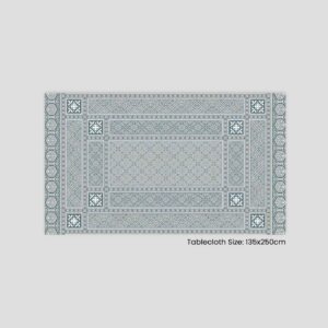 A decorative tablecloth in calming colors, measuring 135x250 cm