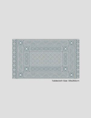 A decorative tablecloth in calming colors, measuring 135x250 cm
