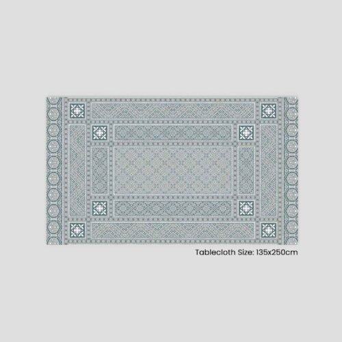 مفرش طاولة مزخرف بألوان هادئة، بحجم 135x250 سم