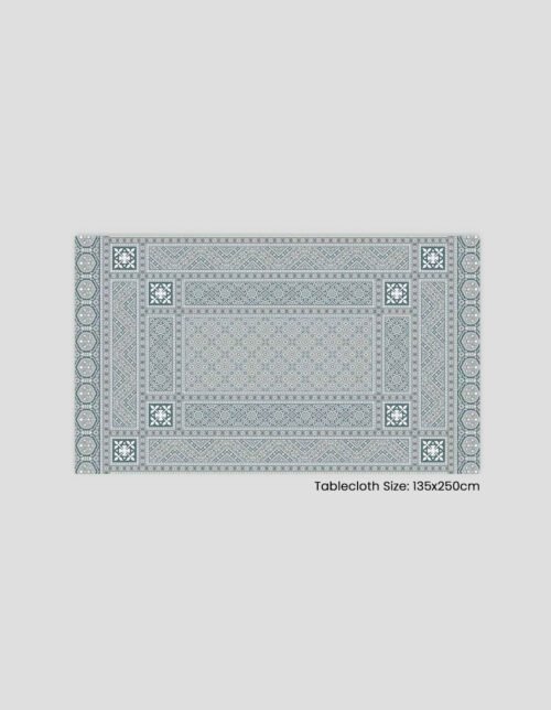مفرش طاولة مزخرف بألوان هادئة، بحجم 135x250 سم
