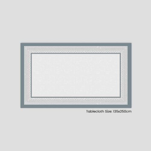 حجم مفرش الطاولة: 135x250 سم. مفرش بتصميم مزخرف مع إطار رمادي
