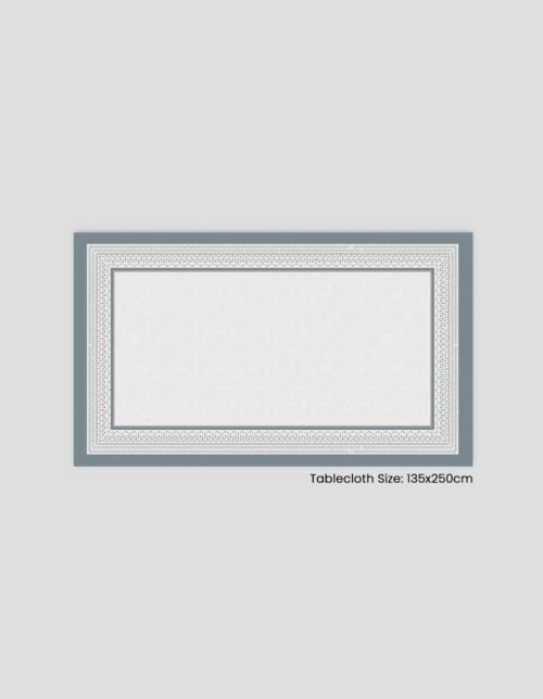 حجم مفرش الطاولة: 135x250 سم. مفرش بتصميم مزخرف مع إطار رمادي