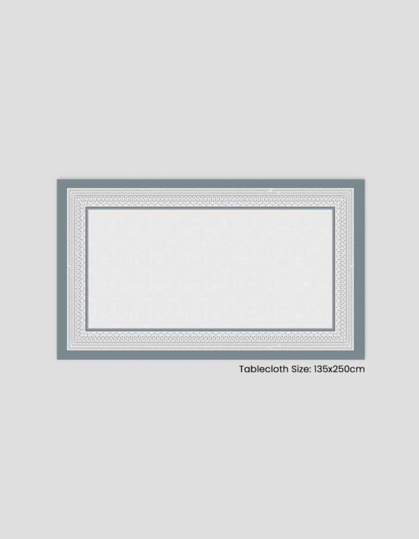 حجم مفرش الطاولة: 135x250 سم. مفرش بتصميم مزخرف مع إطار رمادي
