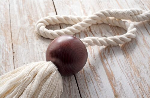 Brown wooden ball curtain tie