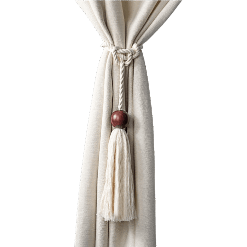 Brown wooden ball curtain tie