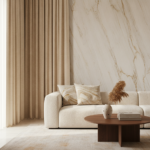 Luxurious curtains and elegant furnishings with designs inspired by the colors and textures of natural stone from the luxury brand Petalize